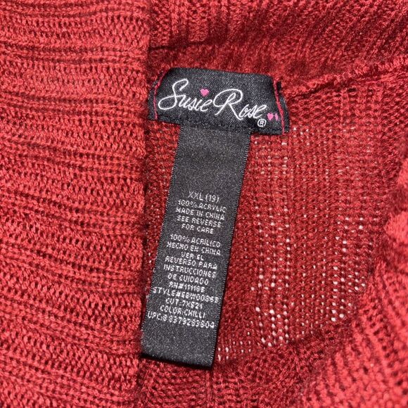Susie Rose XXL Red Knit Sweater Button Collar Long Sleeve Women’s Top - Picture 3 of 9